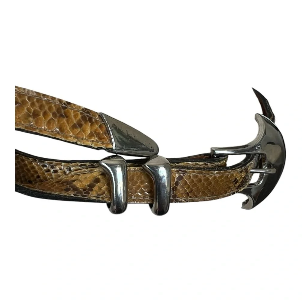 Brown Leather Belt with Nautical Buckle and Rustic Design
